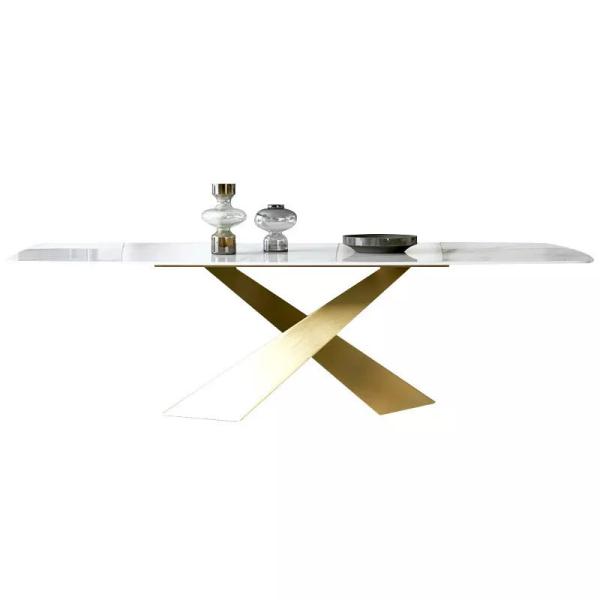 Light Luxury Italian Furniture Dining Table 220*120*75cm Rock Board Dining Table