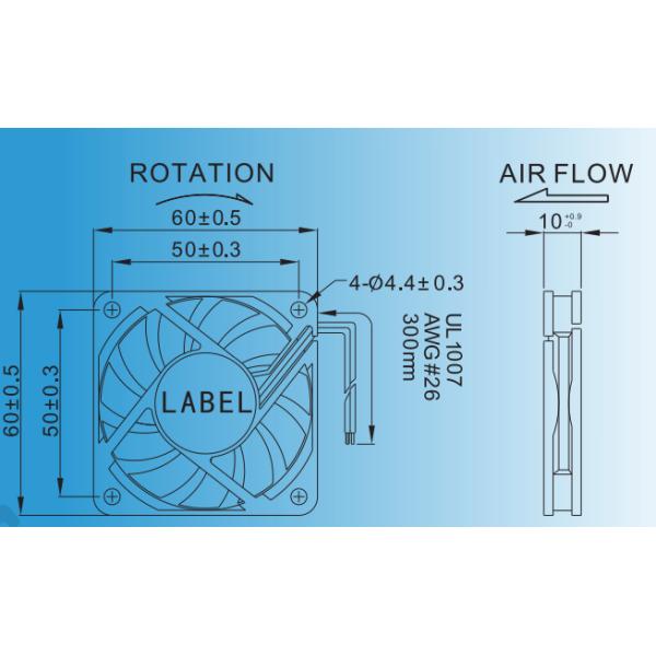 60 Mm Computer Cooling Fans Ball Bearing 12V DC Plastic Housing Low Noise