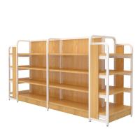 Petit support de gondole de rayonnage d'affichage en bois en métal pour le magasin rustique