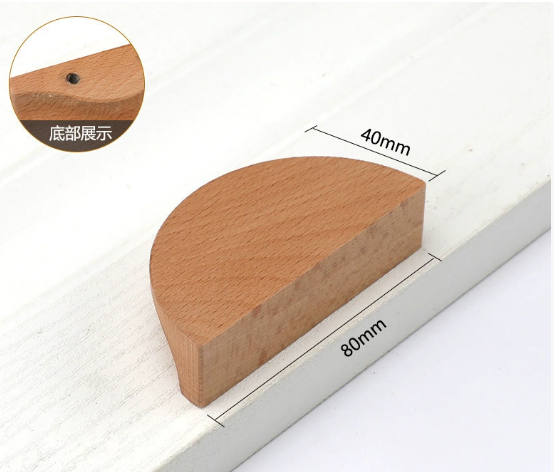 Modern Half Moon-Shaped Wood Cabinet Handles Semicircle Wooden Furniture Knobs for Dresser Drawer Kitchen Bedroom Outdoor Use