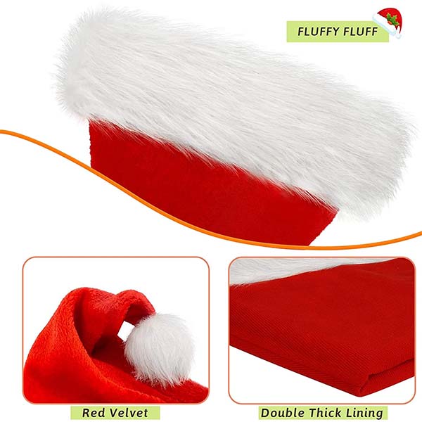 Anti Allergic Unisex Children Red Velvet Christmas Hats