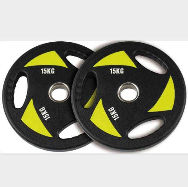 Tri Grip Training Weight Lifting Plates CPU Coated Bumper Weight Plate
