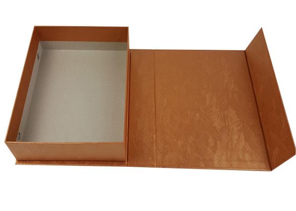 Brown Color Background Rigid Cardboard Material Book Shape Logo Printing Packing Box with Magnets Closure