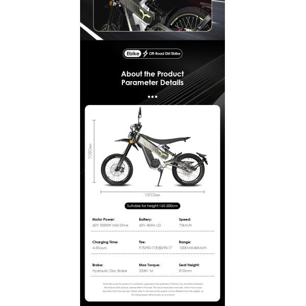 72V Mid Mounted Permanent Magnet Synchronous Motor Electric Bikes for Riding Experience