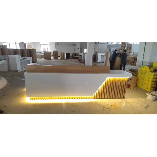 Customized Nordic Style Wooden Office Front Desk Salon Barber Shop Reception Desk Cafe Furniture