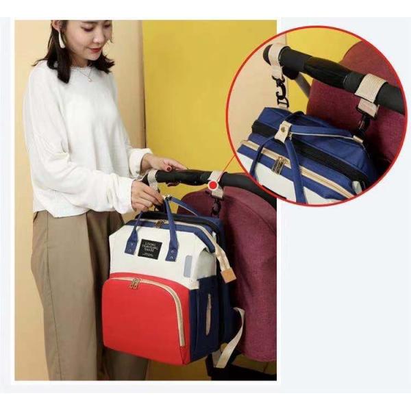 Travel Diaper Backpack Newest Fashionable Style with Waterproof Baby Folding Crib Bed