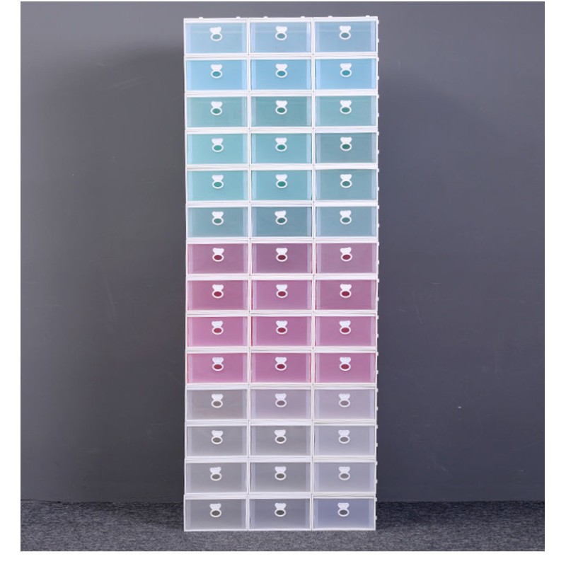 Dustproof Drop Front Plastic Shoe Boxes Transparent Pull Out Organizer Durable Storage Space Saver for Dorms