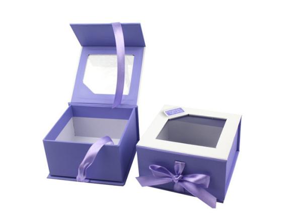 Cream Packing Magnetic Flap Box With PVC Window , Snap Shut Boxes Fashion