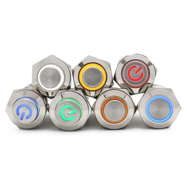 3V 5V 12V 24V Industrial Electrical Connector Metal Push Button Light Switch 12mm