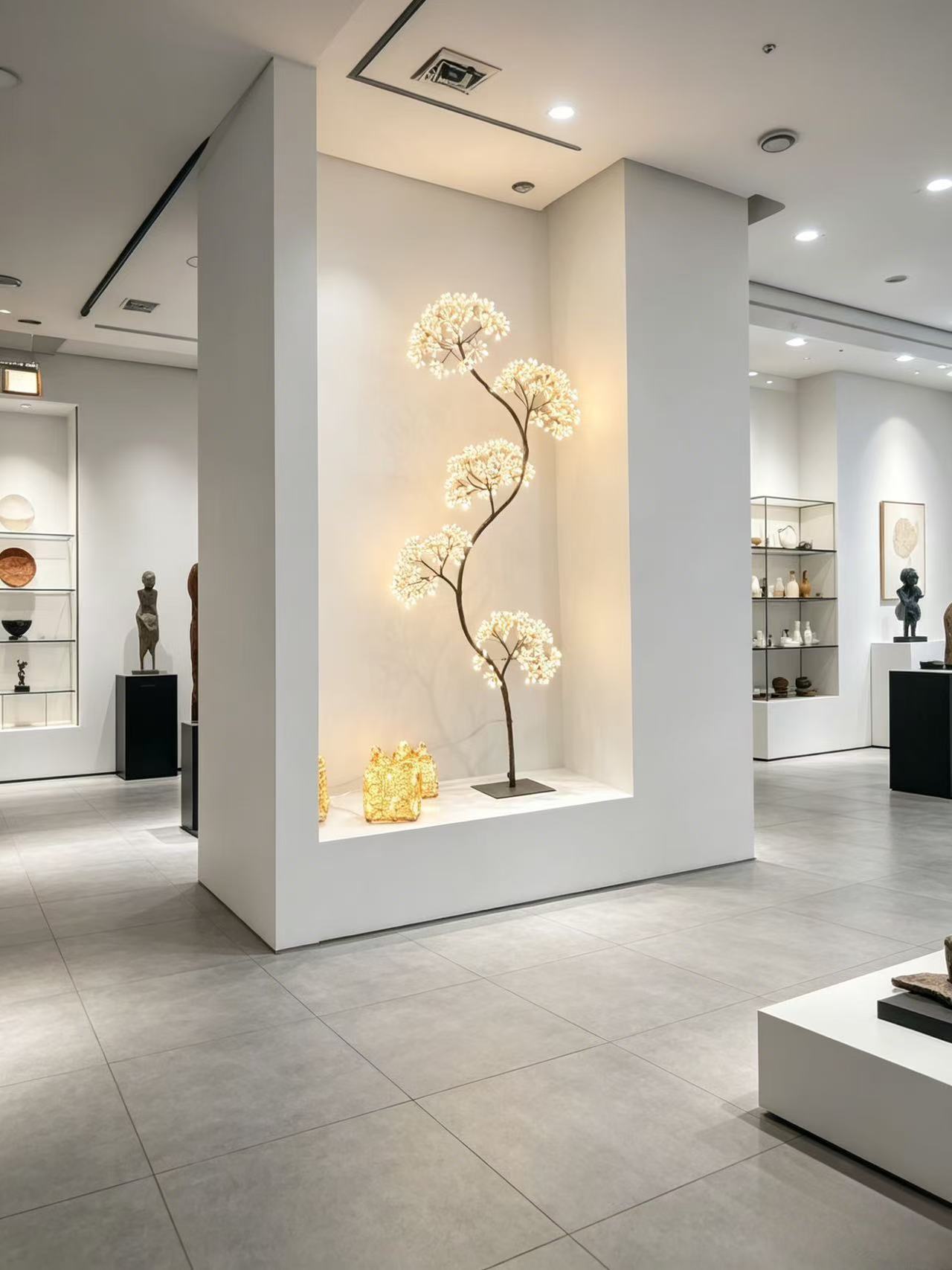 A Zen-style glowing floral tree lamp featuring soft, gentle light that is easy on the eyes. Simply plug it in to use; it is suitable for placement in tea rooms, living rooms, or any other space.