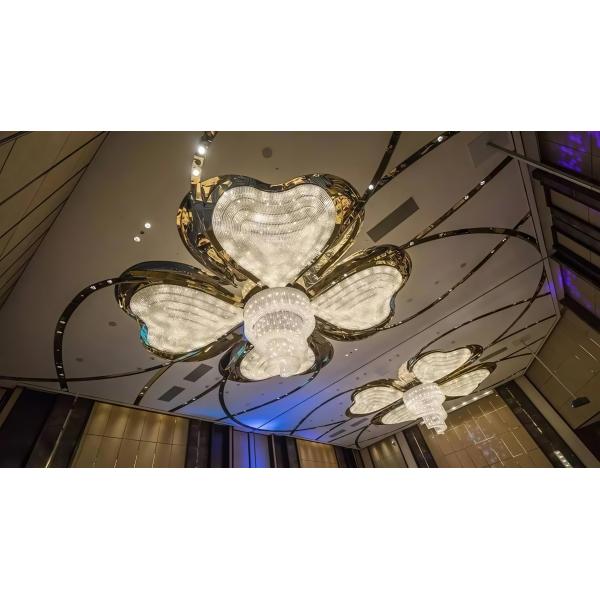Interior Decoration Four Leaf Clover Shape Mall Hotel Stage Luxury Lobby Crystal Led Chandelier Ceiling Light