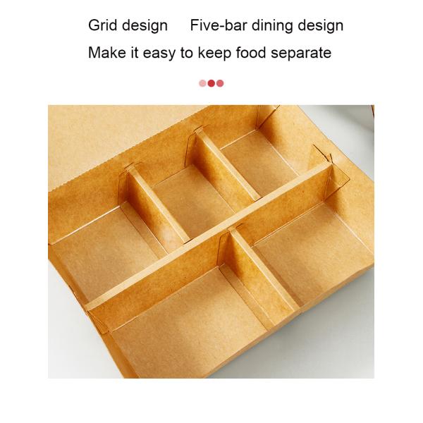 Одноразовые 5 квадратных деревянной целлюлозной бумаги коробка обеда для экологически чистой упаковки быстрого питания