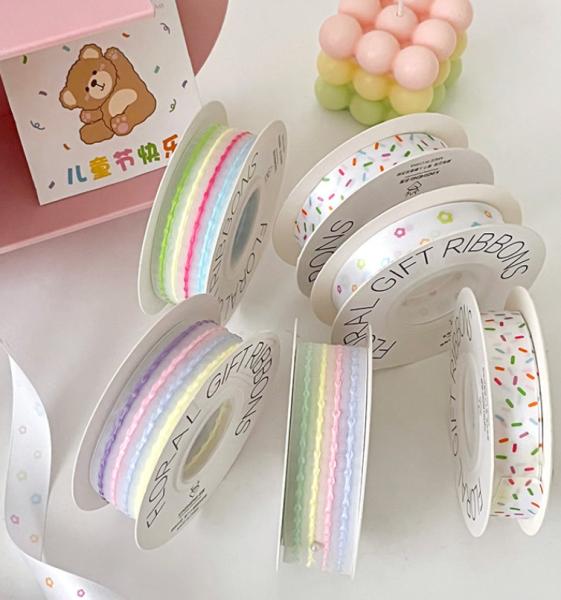 White/ Customized Colors International Children's Day Candy Cocoa Ribbon Flower Bouquet Bow Tie Flower Handicraft DIY Material