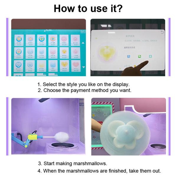 Trabalho de salvamento comercial da máquina de venda automática automática do algodão dos doces