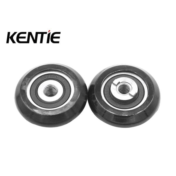 Black PU Round Plastic Nylon Roller Wheels M5x28x8mm For Electronic Product