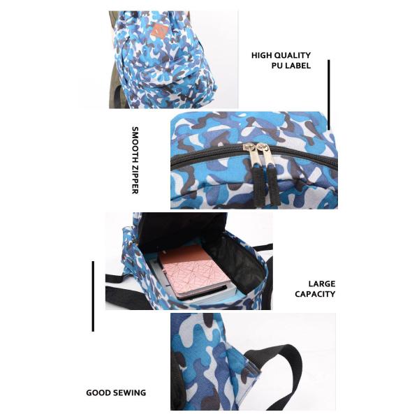 Camo Inventory School Laptop Backpack Stationery Outdoor Traveling Navy Blue