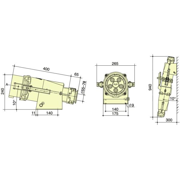 PowerSyntax 4P 630 Amp IP67 400V Тяжелая высокая мощность Промышленные розетки Стенный монтаж прямой тип Часть No 75338