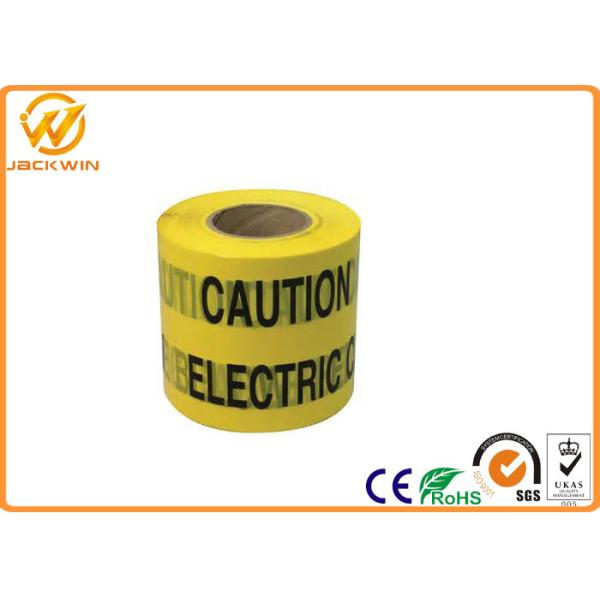 Underground Warning Yellow Black Warning Tape , Adhesive Danger Barricade Tape