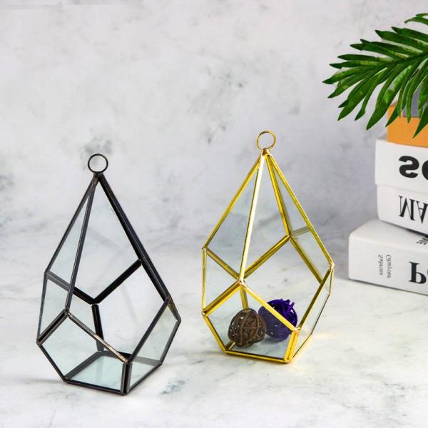 Black gold color diamond shaped greenhouse glass artifact lamp cover water drop decoration