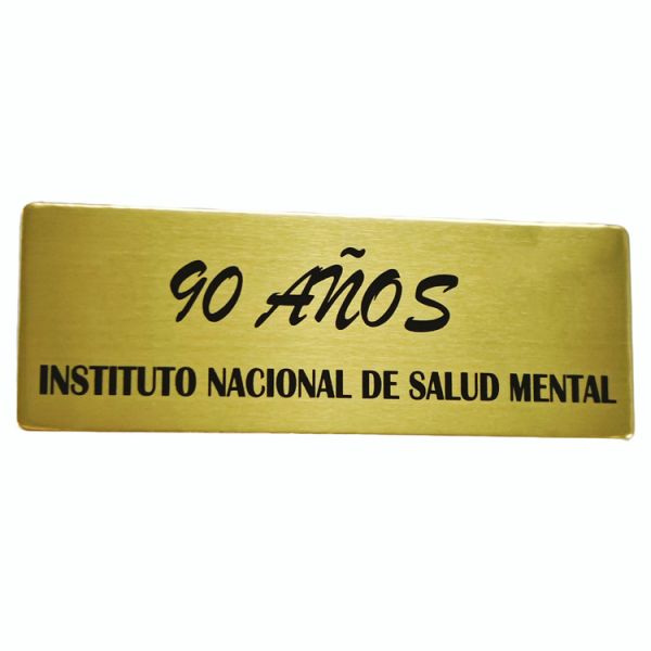Custom Aluminum Golden Nameplate Black Text Printing Metal Label With 3M Adhesive