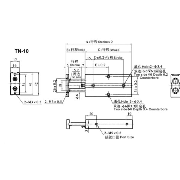 Баллон 10mm до 32mm вала двойника TN пневматический для пневматической системы автоматизации