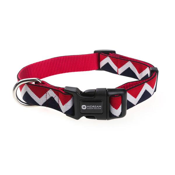 Adjustable 0.8 Inch 2 Inch Nylon Dog Collar Supplies Elastic Woven Black And Red