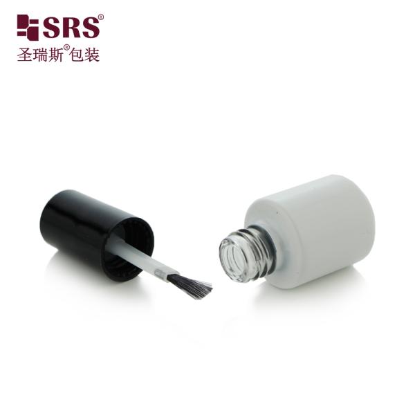 DH-1B 4.5ML Round Bottom Glass Nail Polish Bottle With Brush Painted White Color Logo Printing