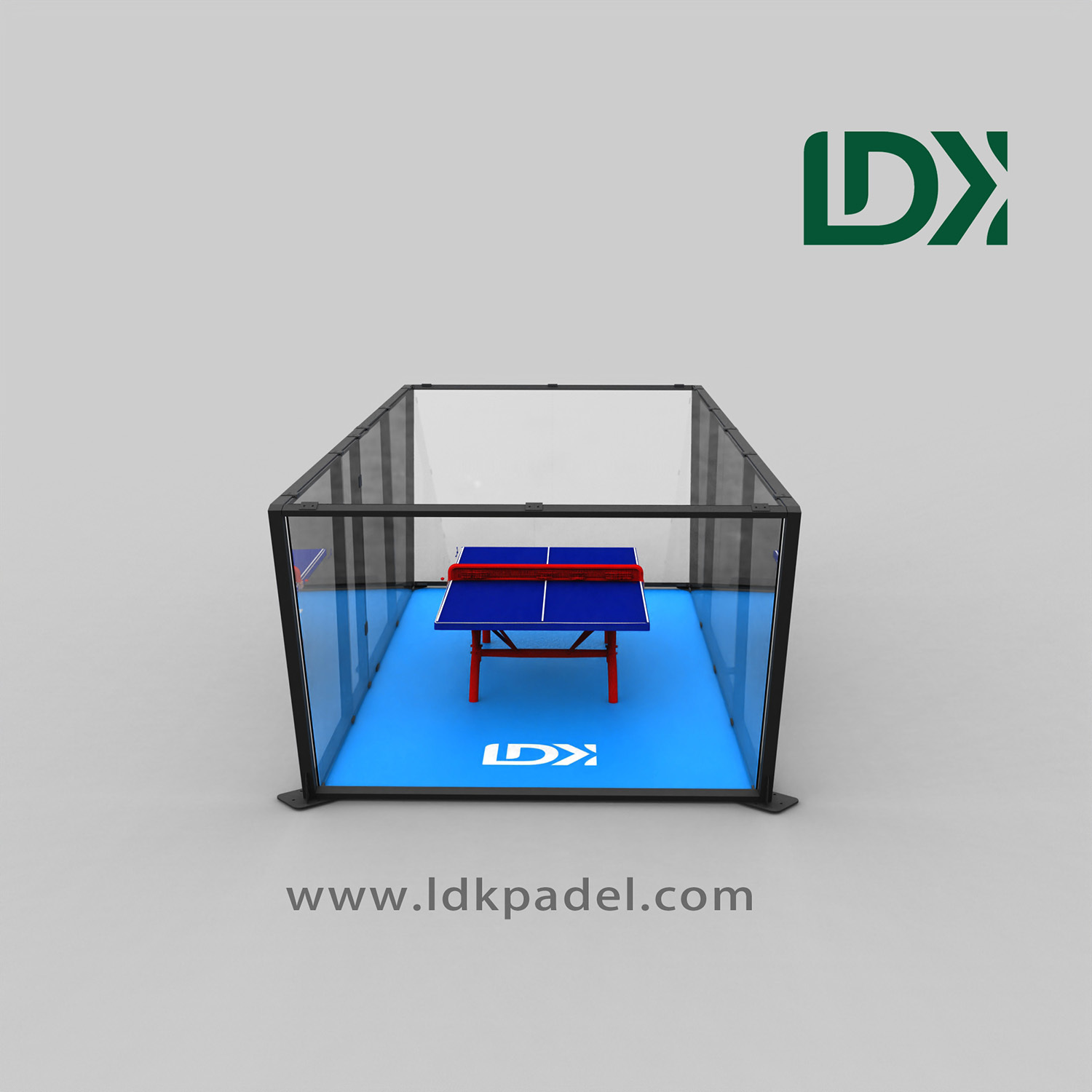 Panoramic Padel-Style Ping Pong Court with Tempered Glass Enclosure