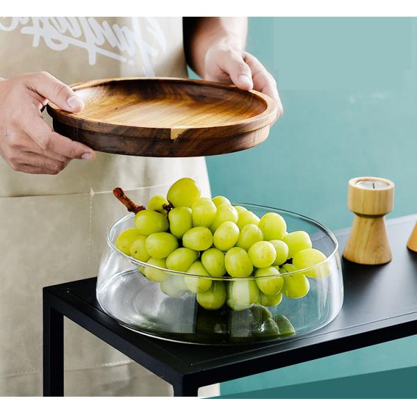 0.5L - 1L Wooden Food Container Travel Modern Glass Candy Jar