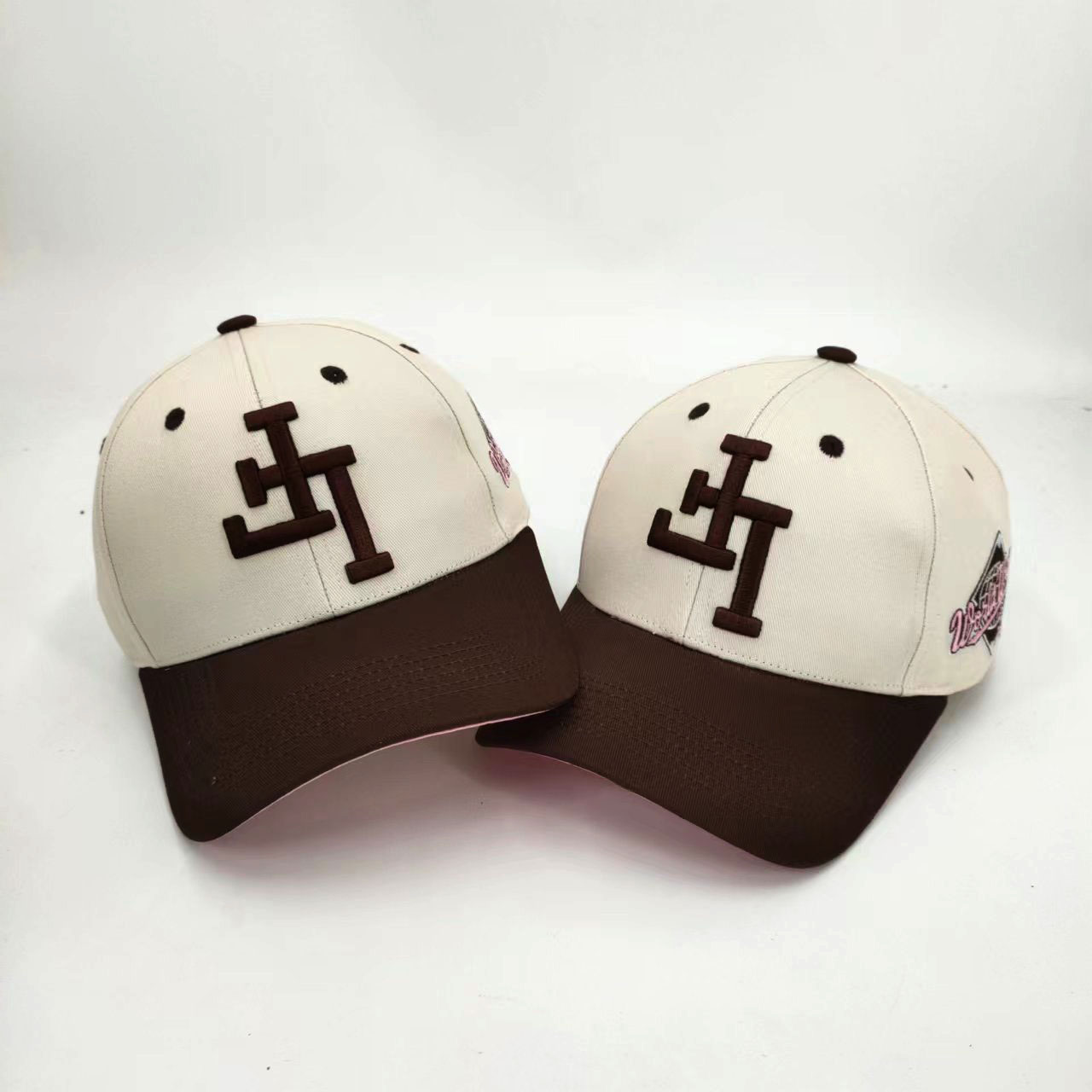 Embroidered Letters 6 Baseball Caps Panel Mid Profile Customized Side Back Snapback 3D Embroidery Cotton Two Tone