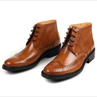 Botas masculinas de outono / primavera Botas masculinas de calcanhar Botas de couro real Chelsea
