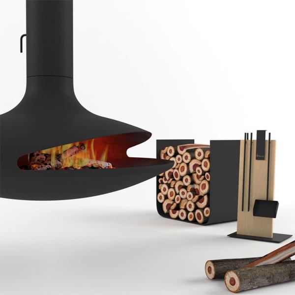 Black 65m2 Ceiling Hanging Log Burners 600mm Suspended Wood Burning Stove