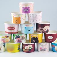 Impressão personalizada 4 6 8 12 oz Embalagem descartável de qualidade alimentar Bacia de iogurte biodegradável Caixa de papel Taça de sorvete Copo