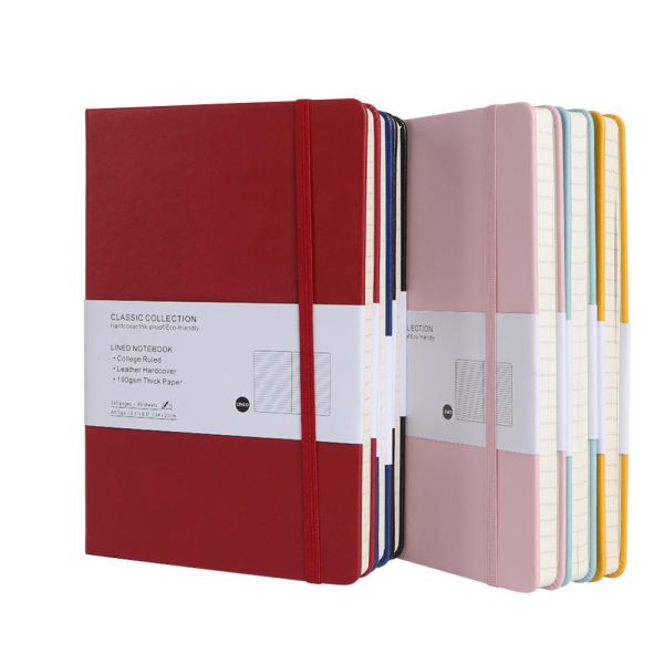 Carnet de notes personnalisé imprimé de haute qualité pour bureau d'affaires, ligné, en cuir PU, journal A5 à couverture rigide avec logo