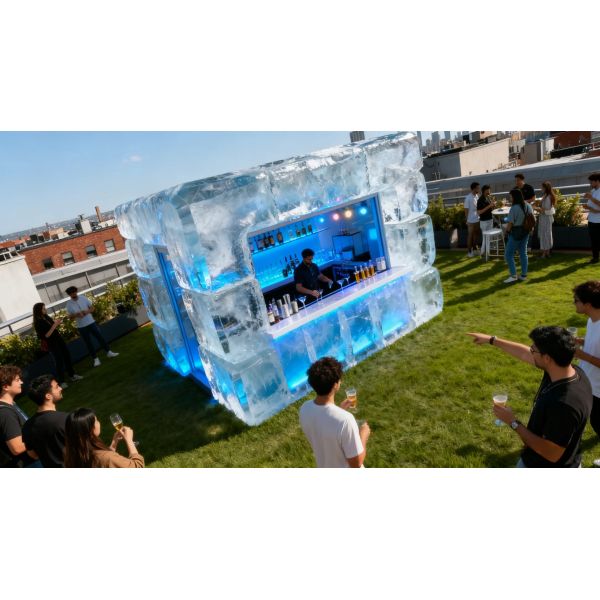 Modular Ice House Bar - Frost-Themed Pop-Up Shop & Ice Block Architecture for Commercial Attractions