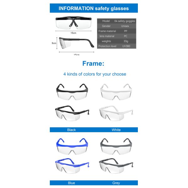 OEM ODM Industrial Safety Glasses Transparent Protective Safety Goggles Eye Protection Z87 Goggles