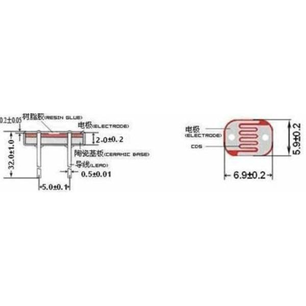 Photoresistor 7mm Series GM 7516 Light Dependent Resistor Bright Resistance 5-10KΩ 150V Spectral Peak 540nm