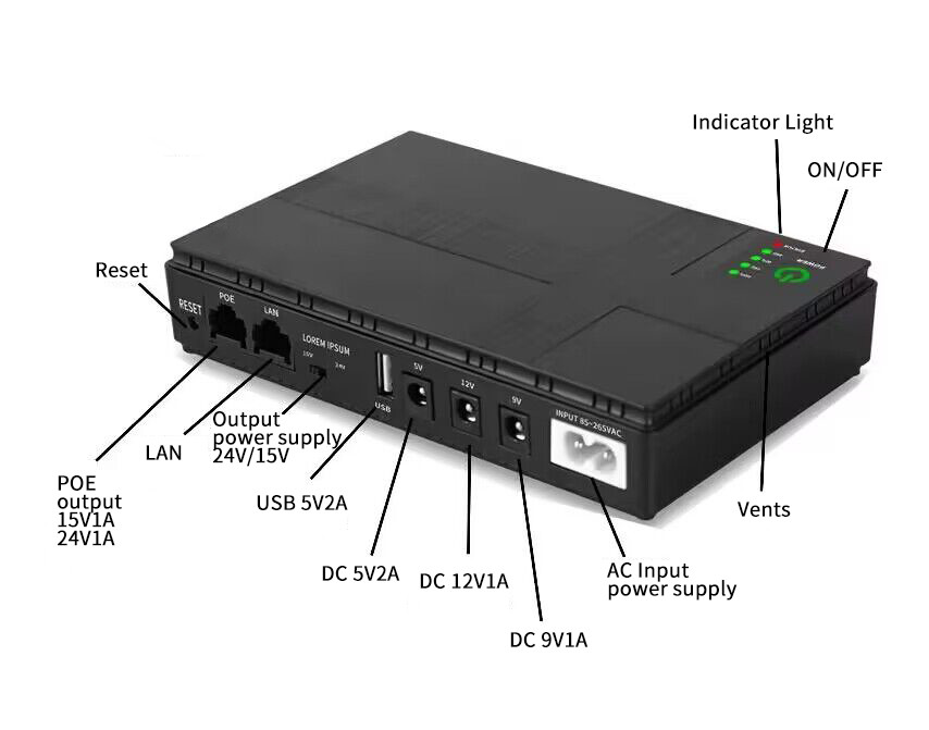 12В 1А Усилители маршрутизатора 10400mah 8800mah Mini DC UPS Для маршрутизатора и модема 18W