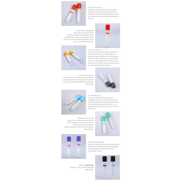 Медицинские одноразовые красные синие зеленые серые желтые ESR вакуумные трубки для сбора крови