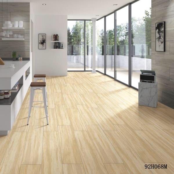Light Yellow Timber Ceramic Floor Tiles For Living Room / Bedroom