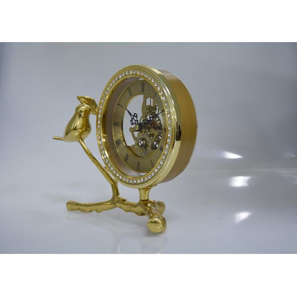 Table Stainless Steel Skeleton Clock Vintage Design With Brass Support