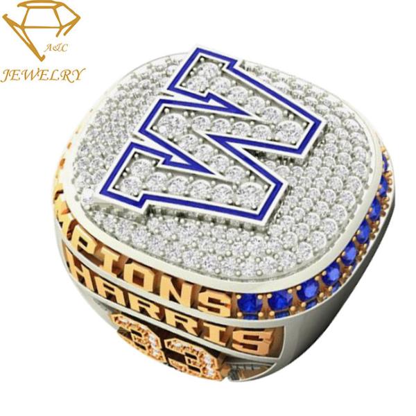 Customize Metal Sports Champions Rings Basketball Championship Rings with More Diamonds