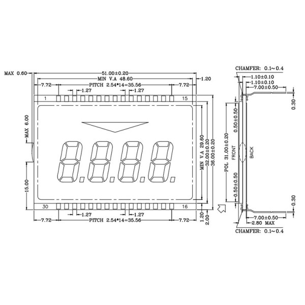 Custom  4 Digits 7segment   30 Pin for Fuel Dispenser Lcd Display