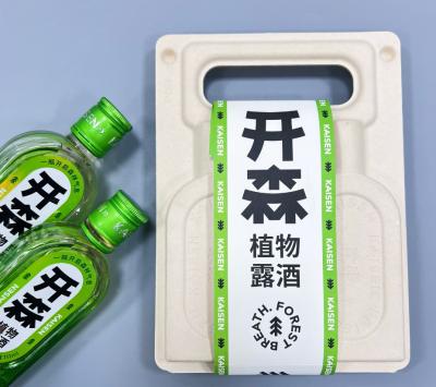 Bamboo Pulp Tray Packaging Recycled Molded Pulp Insert Wine Bottle Packaging