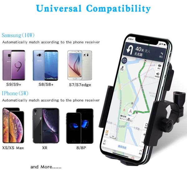 10MA Motorcycle Wireless Charger Mount , DC10-32V Iphone 11 Motorcycle Holder