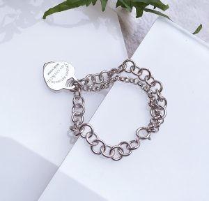 Womens Chain 925 Sterling Silver Bracelet Bangle Heart Charm Fine Jewelry