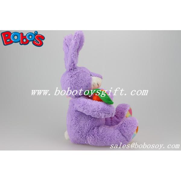 Easter Plush Toy Purple Bunny Rabbit Animal Holding Orange Carrot