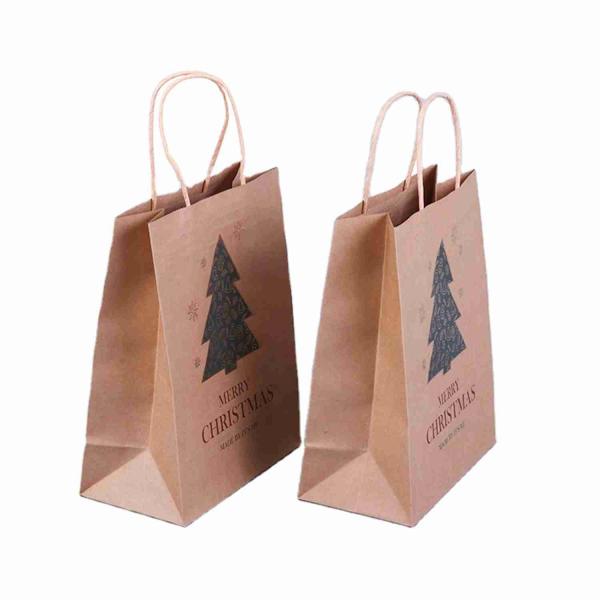 16x6x12 Christmas Kraft Bags Bulk Brown Kraft Bags Custom Printed