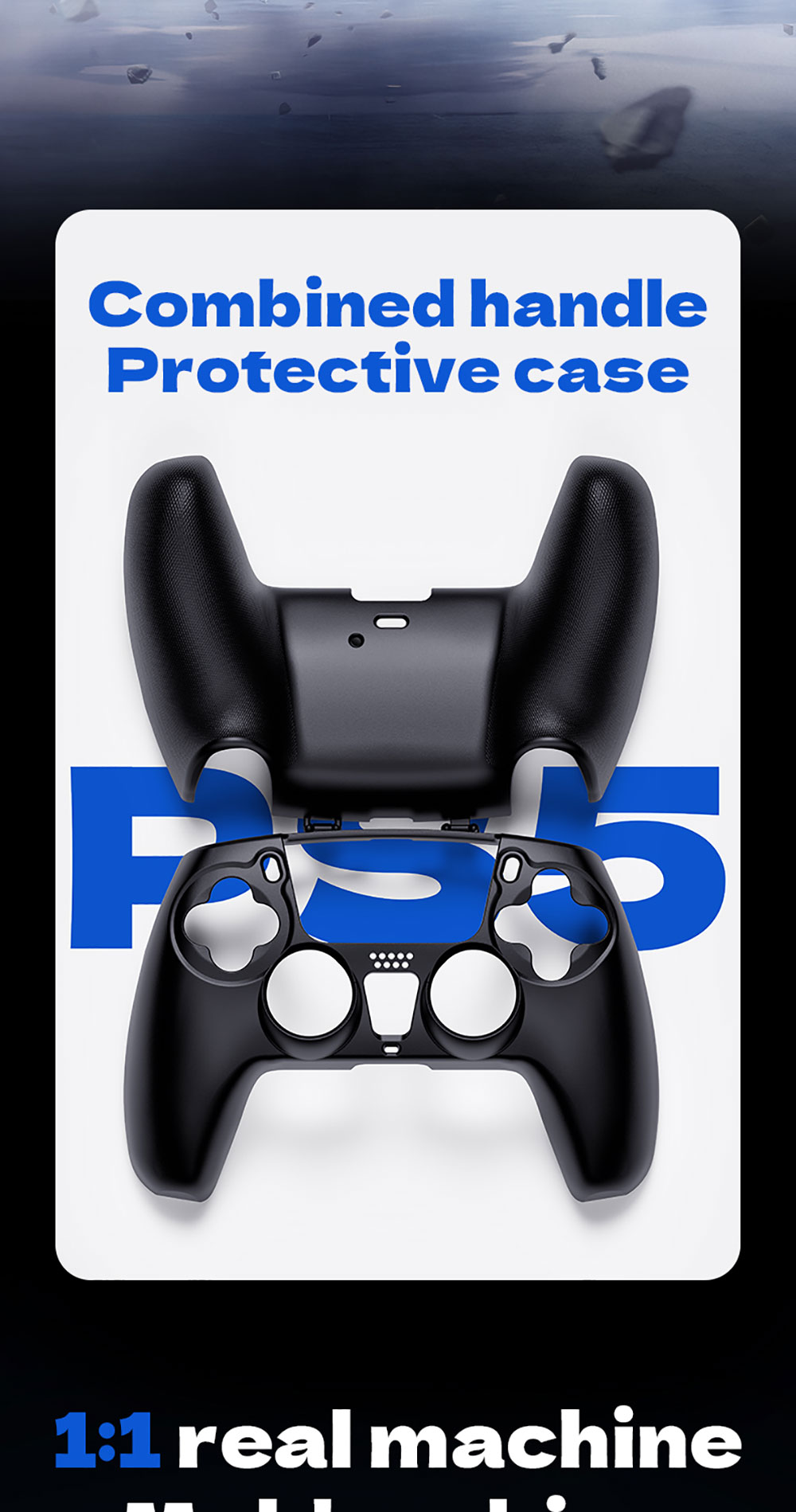 Laudtec Slim Lightweight Carbon Fiber Case for PS5 Controller 360 Anti-Fall Hard Shell Protective Cover Shockproof Accessory
