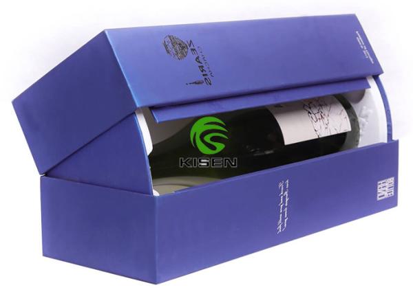 Recycled Silk Lined Champagne Flute Box , Single Bottle Cardboard Magnetic Box